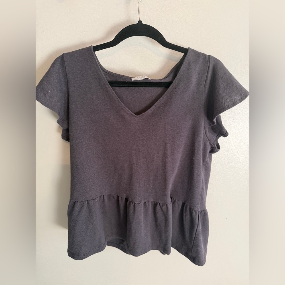 LOFT Charcoal Short Sleeve Top